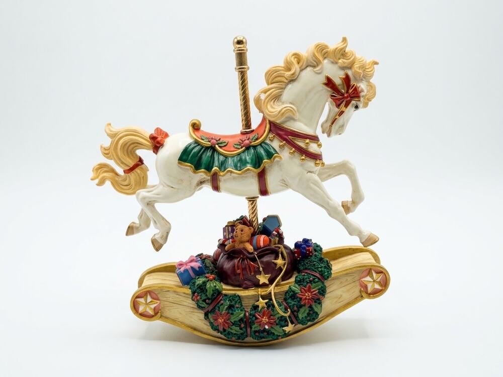 Vintage San Francisco Music Box Company Christmas Carousel Rocking Horse